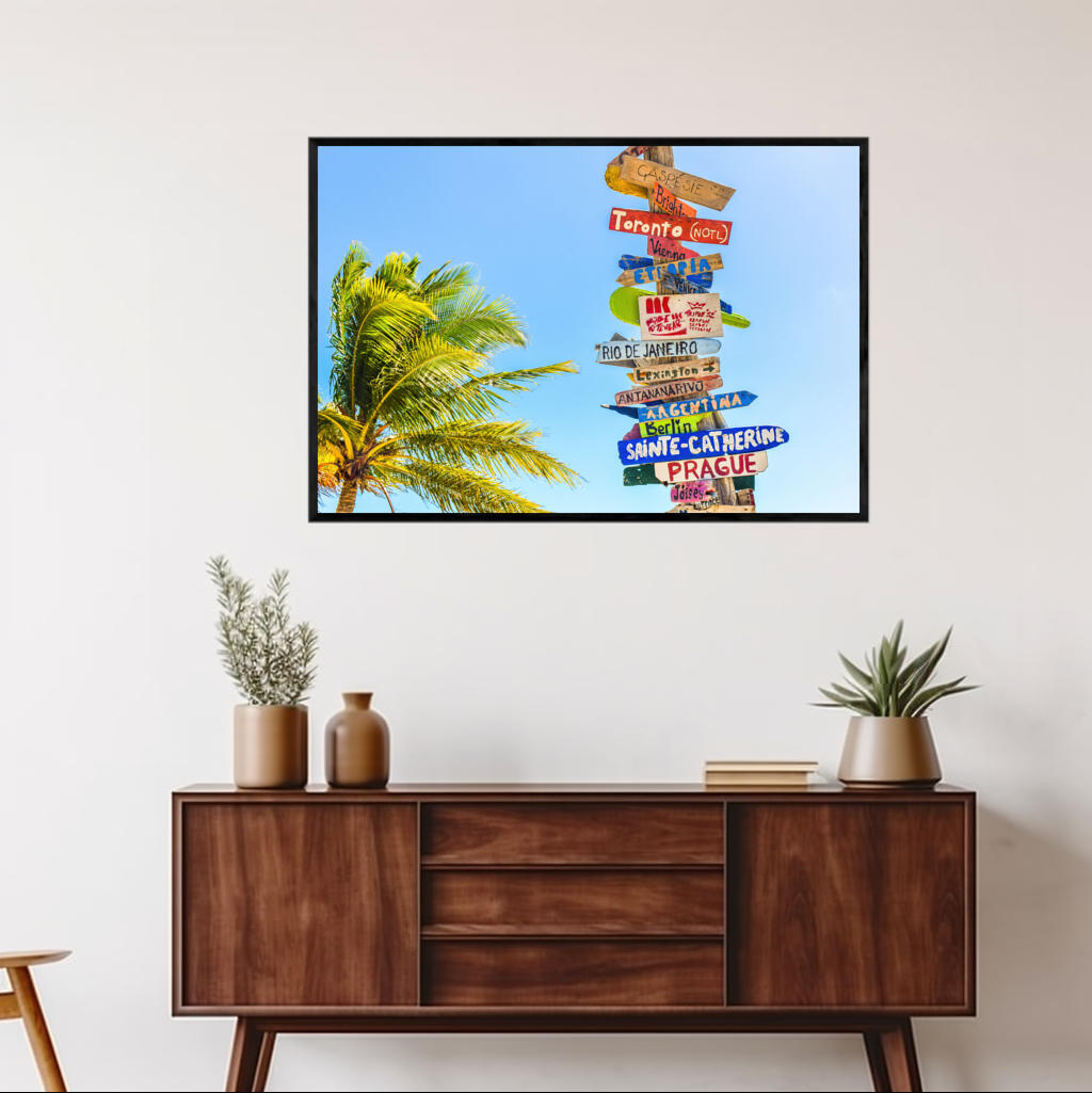 Direction Sign Long Bay Beach | Beachside Wall Art Prints - The Canvas Hive