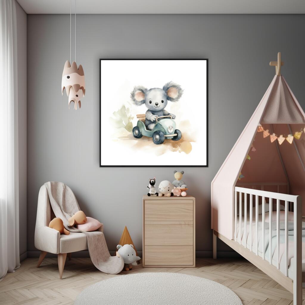 Driving Koala | Nursery Wall Art Prints - The Canvas Hive