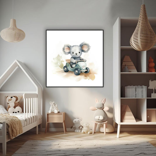 Driving Koala | Nursery Wall Art Prints - The Canvas Hive