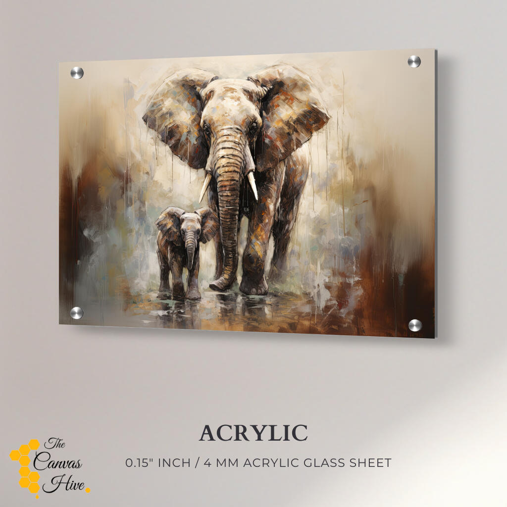 Elephant and Baby Wildlife Decor | Animals Wall Art Prints - The Canvas Hive