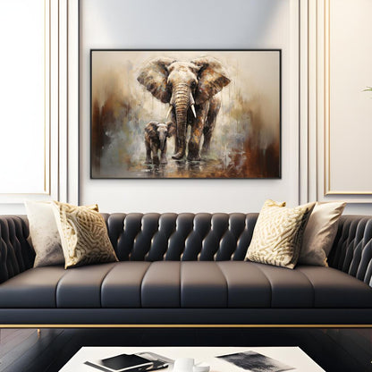 Elephant and Baby Wildlife Decor | Animals Wall Art Prints - The Canvas Hive