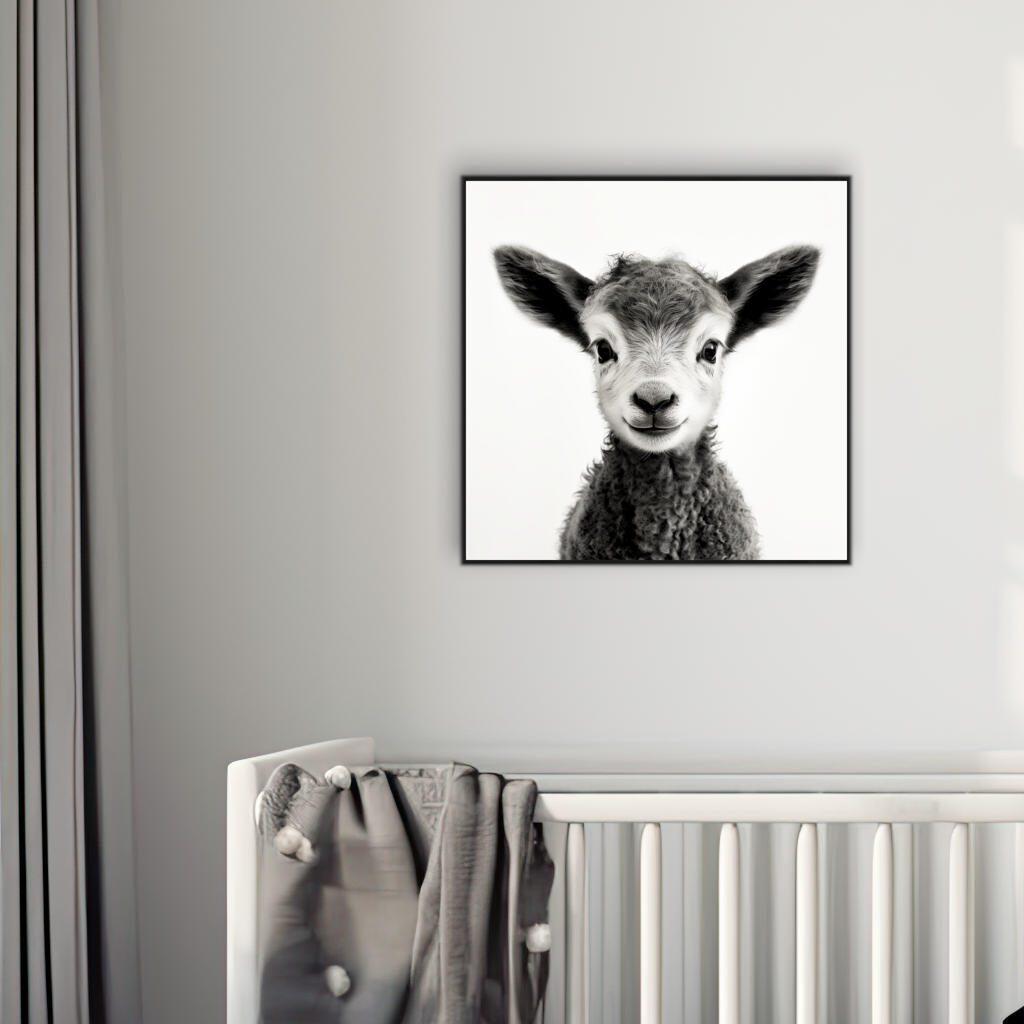 Farm Baby Animal Lamb Black & White | Nursery Wall Art Prints - The Canvas Hive