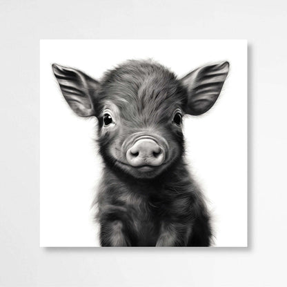 Farm Baby Animal Pig Black & White | Nursery Wall Art Prints - The Canvas Hive