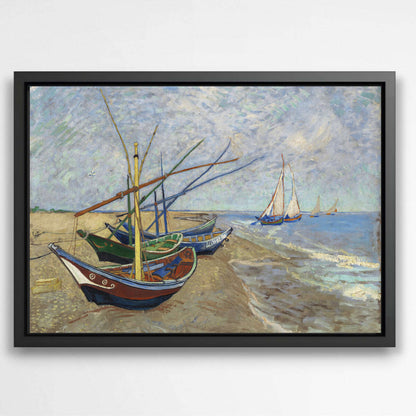 Fishing Boats on the Beach at Saintes-Maries by Vincent Van Gogh | Vincent Van Gogh Wall Art Prints - The Canvas Hive