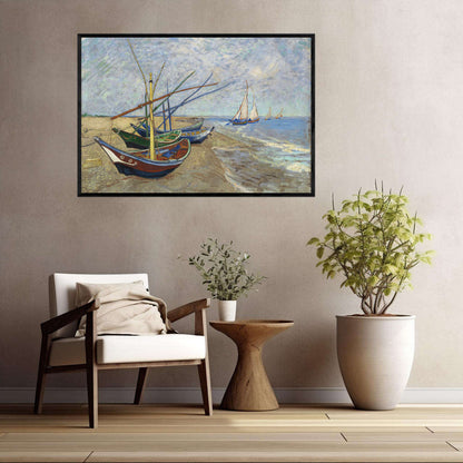 Fishing Boats on the Beach at Saintes-Maries by Vincent Van Gogh | Vincent Van Gogh Wall Art Prints - The Canvas Hive