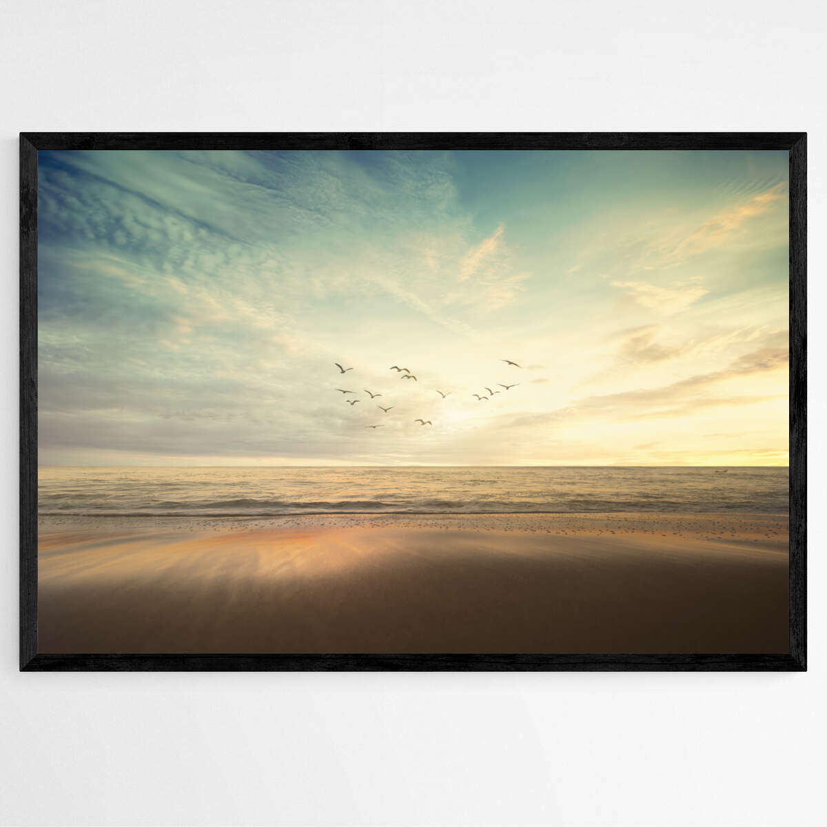 Flock of Birds - Sandy Beach San Diego | Beachside Wall Art Prints - The Canvas Hive