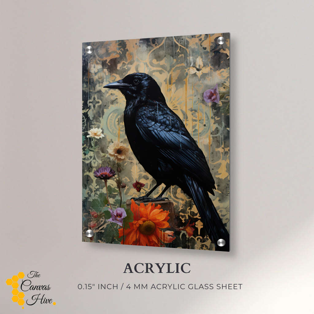 Floral Crow | Animal Wall Art Prints - The Canvas Hive