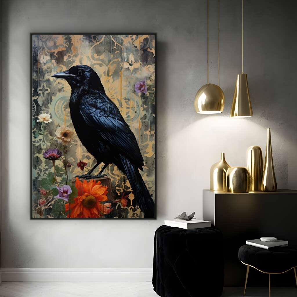 Floral Crow | Animal Wall Art Prints - The Canvas Hive