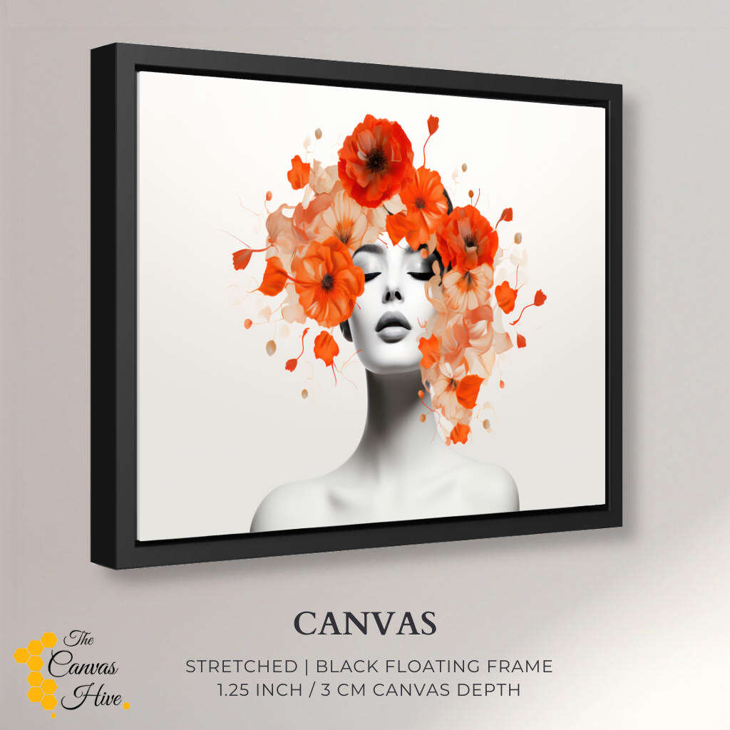 Floral Hair Woman Portrait | Minimalist Wall Art Prints - The Canvas Hive