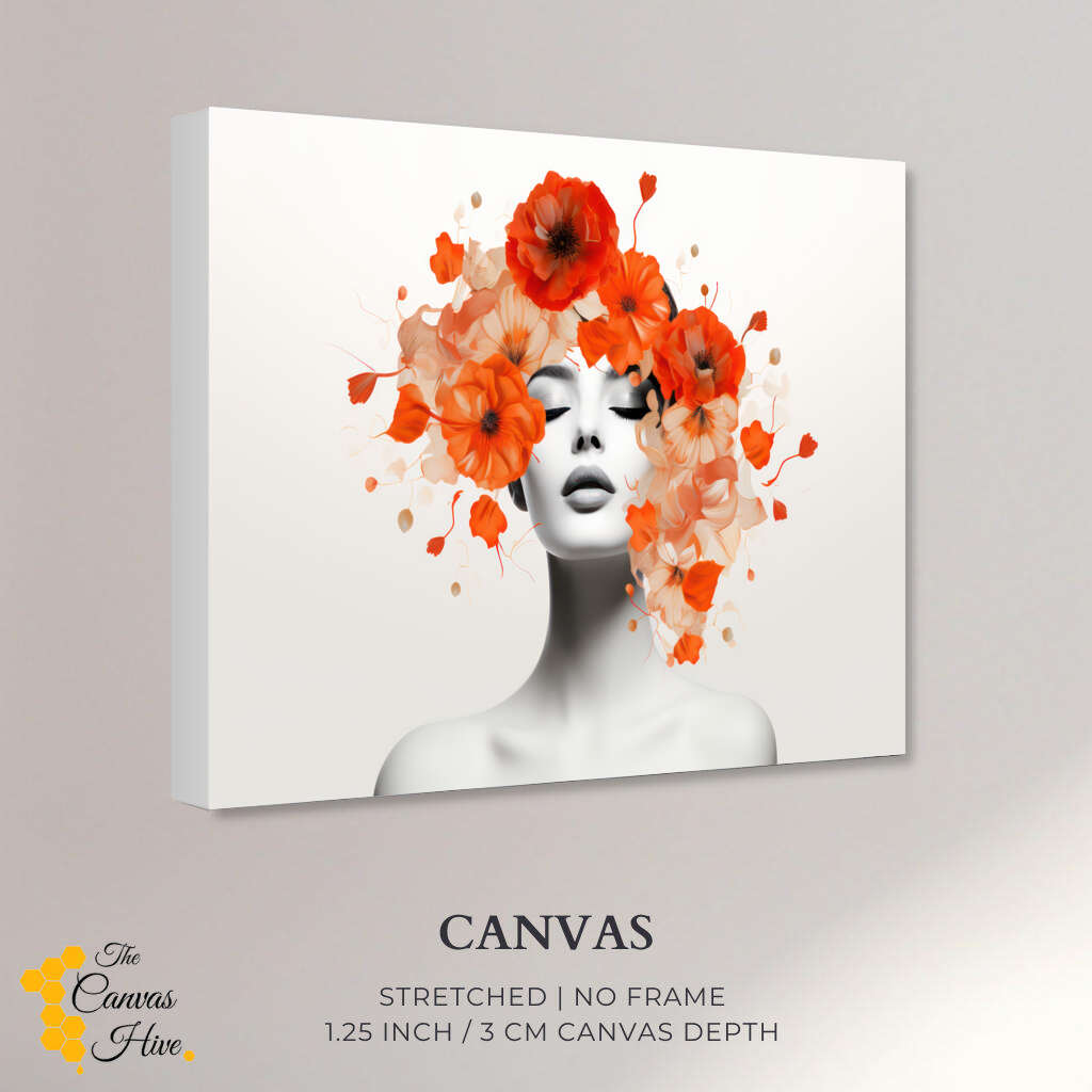 Floral Hair Woman Portrait | Minimalist Wall Art Prints - The Canvas Hive