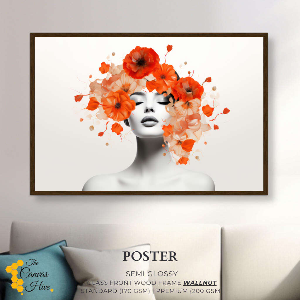 Floral Hair Woman Portrait | Minimalist Wall Art Prints - The Canvas Hive