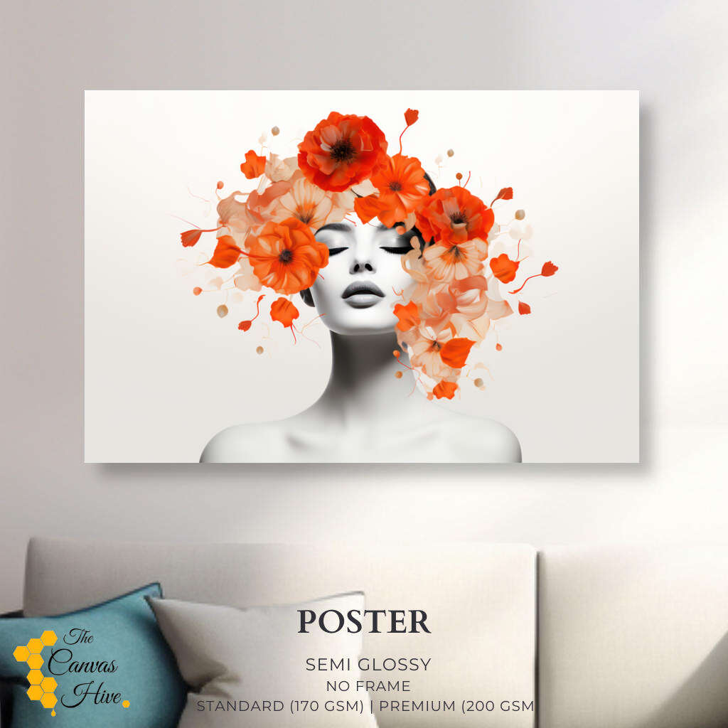 Floral Hair Woman Portrait | Minimalist Wall Art Prints - The Canvas Hive