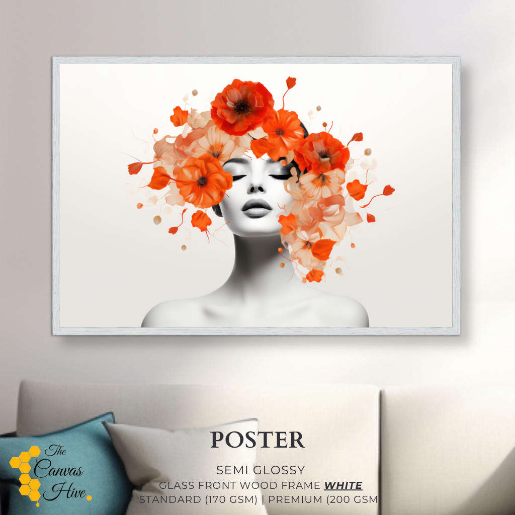 Floral Hair Woman Portrait | Minimalist Wall Art Prints - The Canvas Hive