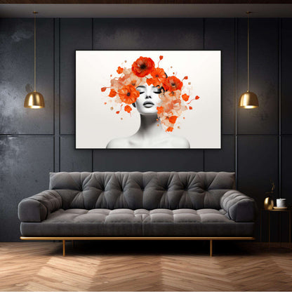 Floral Hair Woman Portrait | Minimalist Wall Art Prints - The Canvas Hive