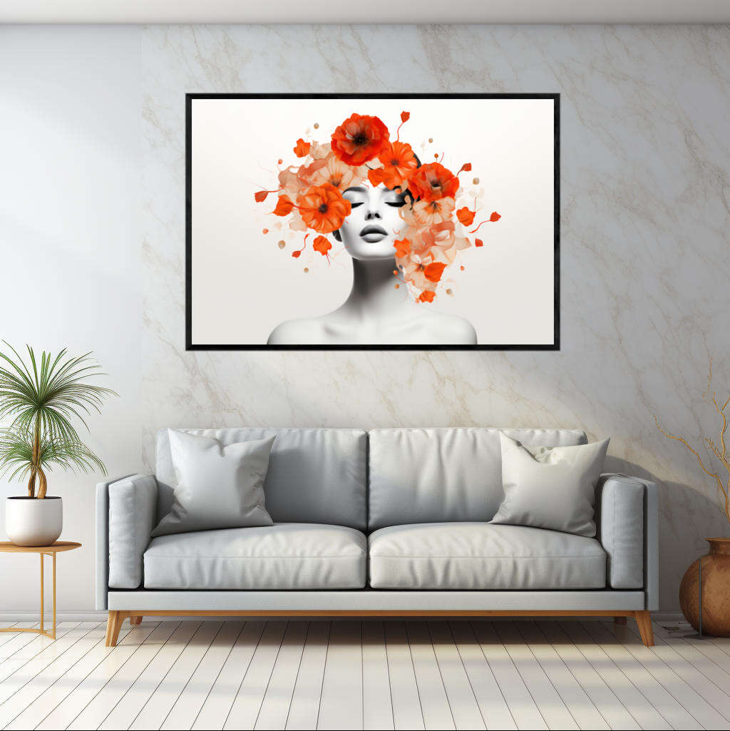 Floral Hair Woman Portrait | Minimalist Wall Art Prints - The Canvas Hive