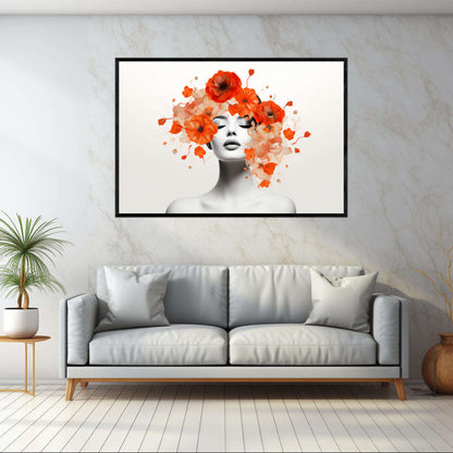 Floral Hair Woman Portrait | Minimalist Wall Art Prints - The Canvas Hive