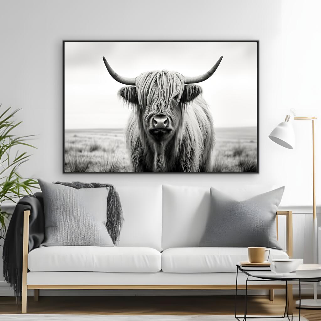 Highland Cow Black and White | Animals Wall Art Prints – The Canvas Hive