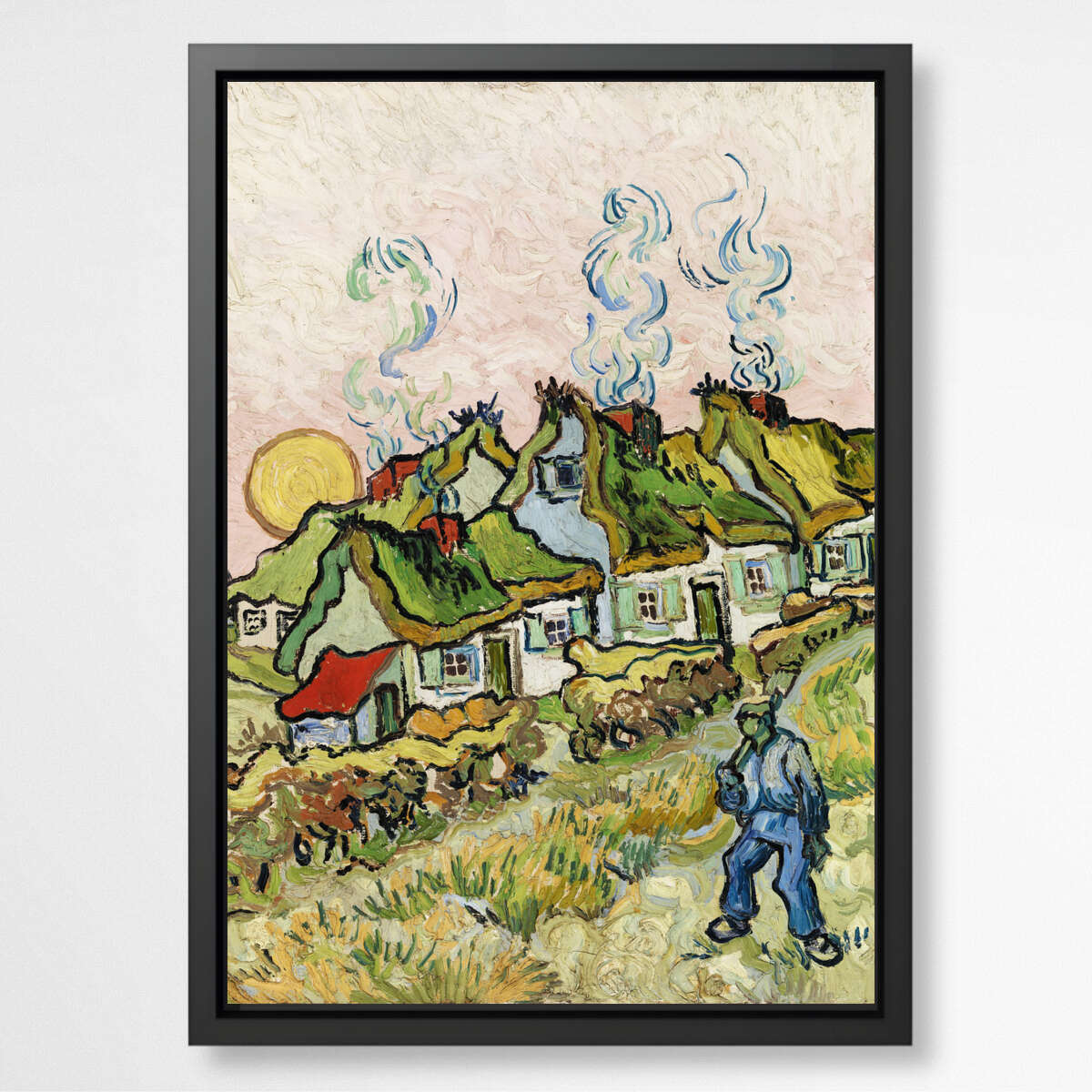 Houses and Figure by Vincent Van Gogh | Vincent Van Gogh Wall Art Prints - The Canvas Hive