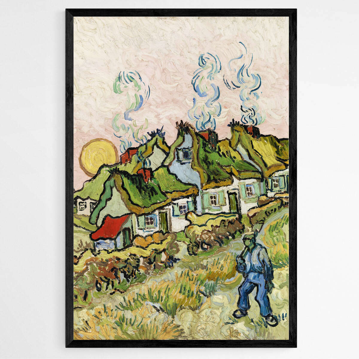 Houses and Figure by Vincent Van Gogh | Vincent Van Gogh Wall Art Prints - The Canvas Hive