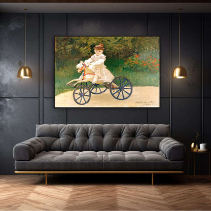 Jean Monet on His Hobby Horse by Claude Monet | Claude Monet Wall Art Prints - The Canvas Hive