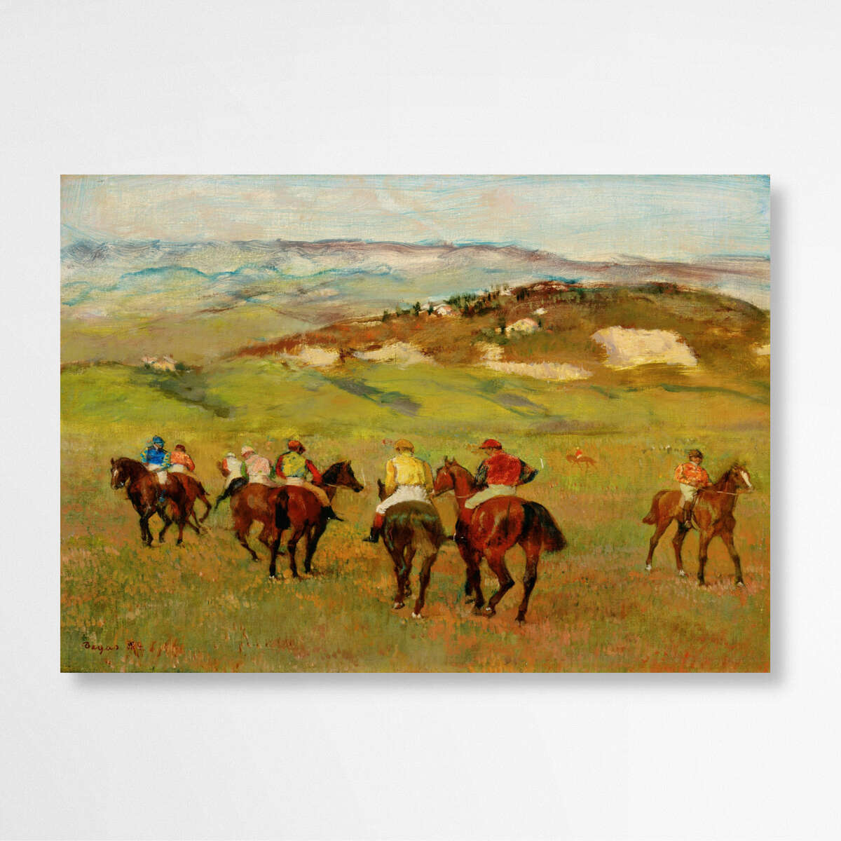 Jockeys on Horseback before Distant Hills by Edgar Degas | Edgar Degas Wall Art Prints - The Canvas Hive