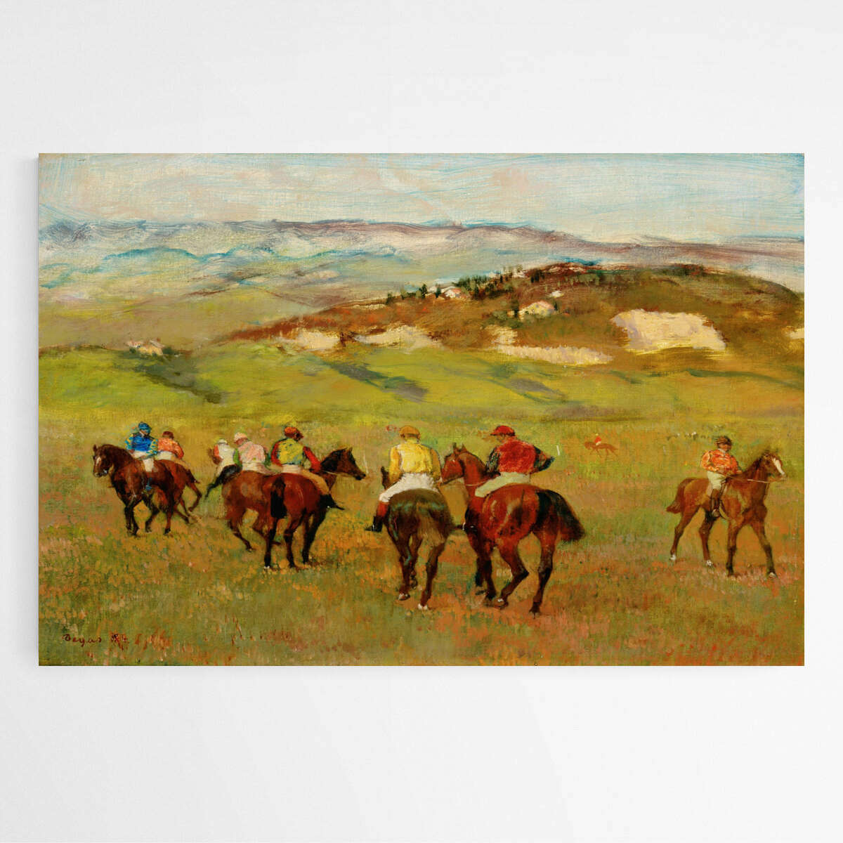 Jockeys on Horseback before Distant Hills by Edgar Degas | Edgar Degas Wall Art Prints - The Canvas Hive