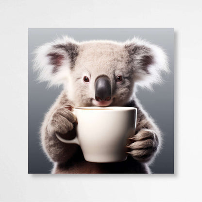 Koala Coffee Sipping | Animal Wall Art Prints - The Canvas Hive