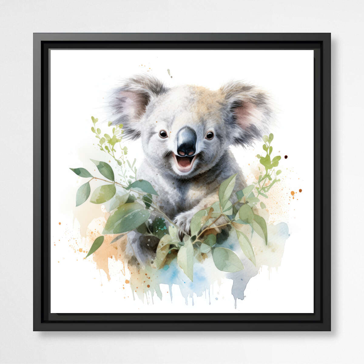 Koala Smiling Water Colour | Australiana Wall Art Prints - The Canvas Hive