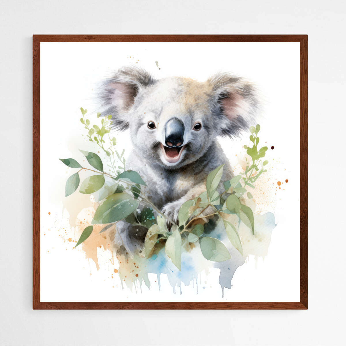 Koala Smiling Water Colour | Australiana Wall Art Prints - The Canvas Hive