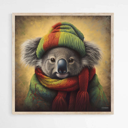 Koala with Rasta Beanie | Animals Wall Art Prints - The Canvas Hive