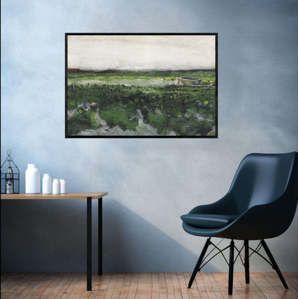 Landscape with Wheelbarrow by Vincent Van Gogh | Vincent Van Gogh Wall Art Prints - The Canvas Hive
