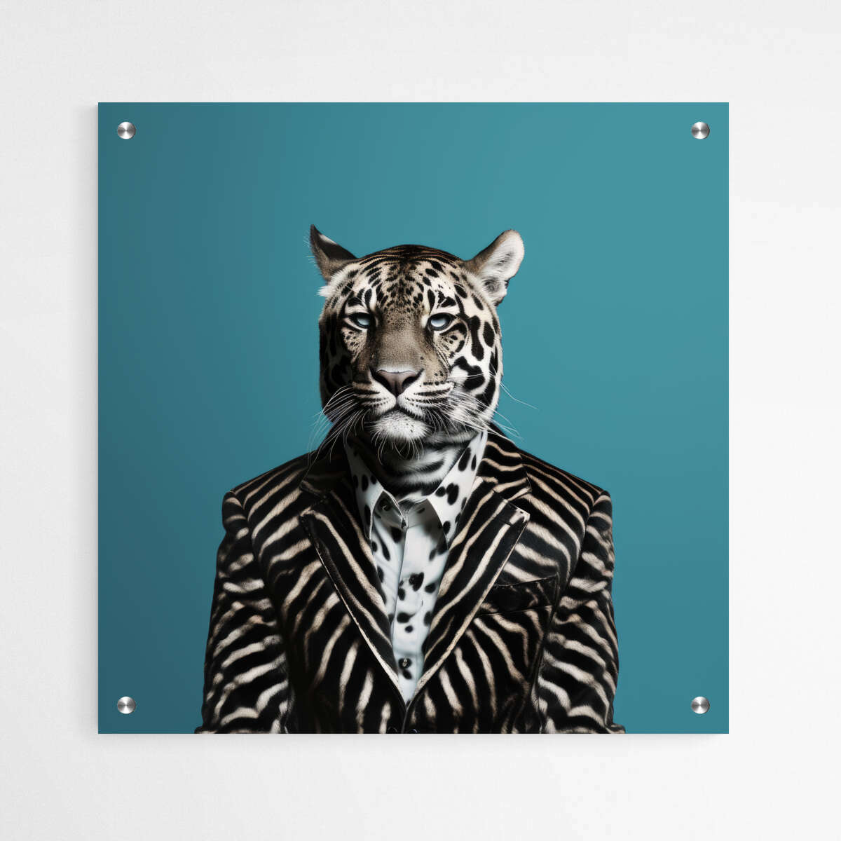 Leopard in Zebra Couture | Animal Wall Art Prints - The Canvas Hive