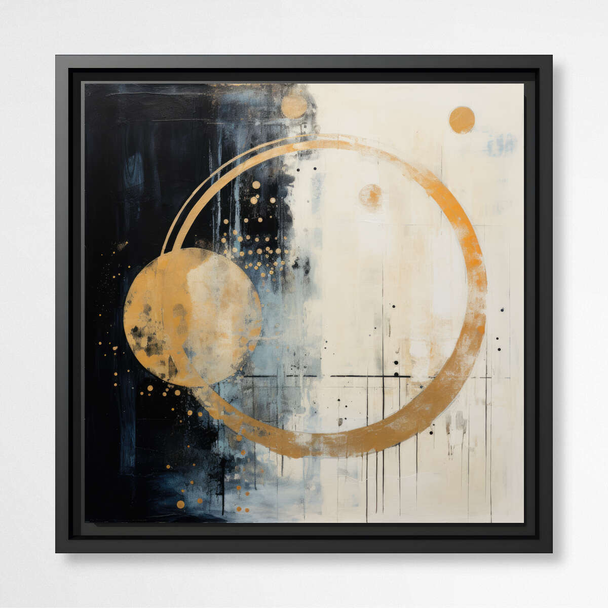 Luminous Spheres Gold and Black | Abstract Wall Art Prints - The Canvas Hive