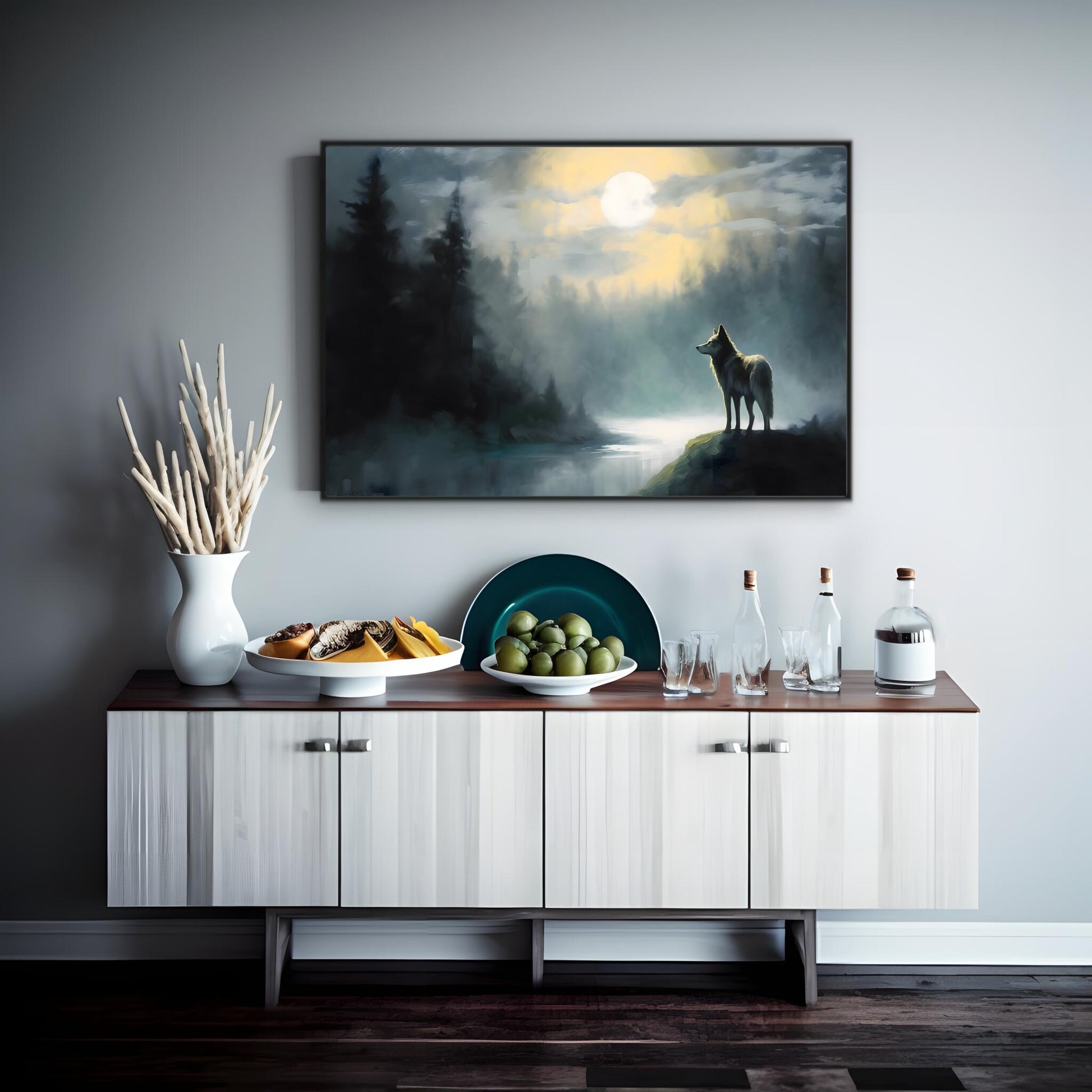 Lunar Nightfall Wolf| Animals Wall Art Prints - The Canvas Hive