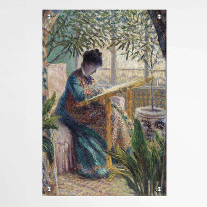 Madame Monet Embroidering by Claude Monet | Claude Monet Wall Art Prints - The Canvas Hive
