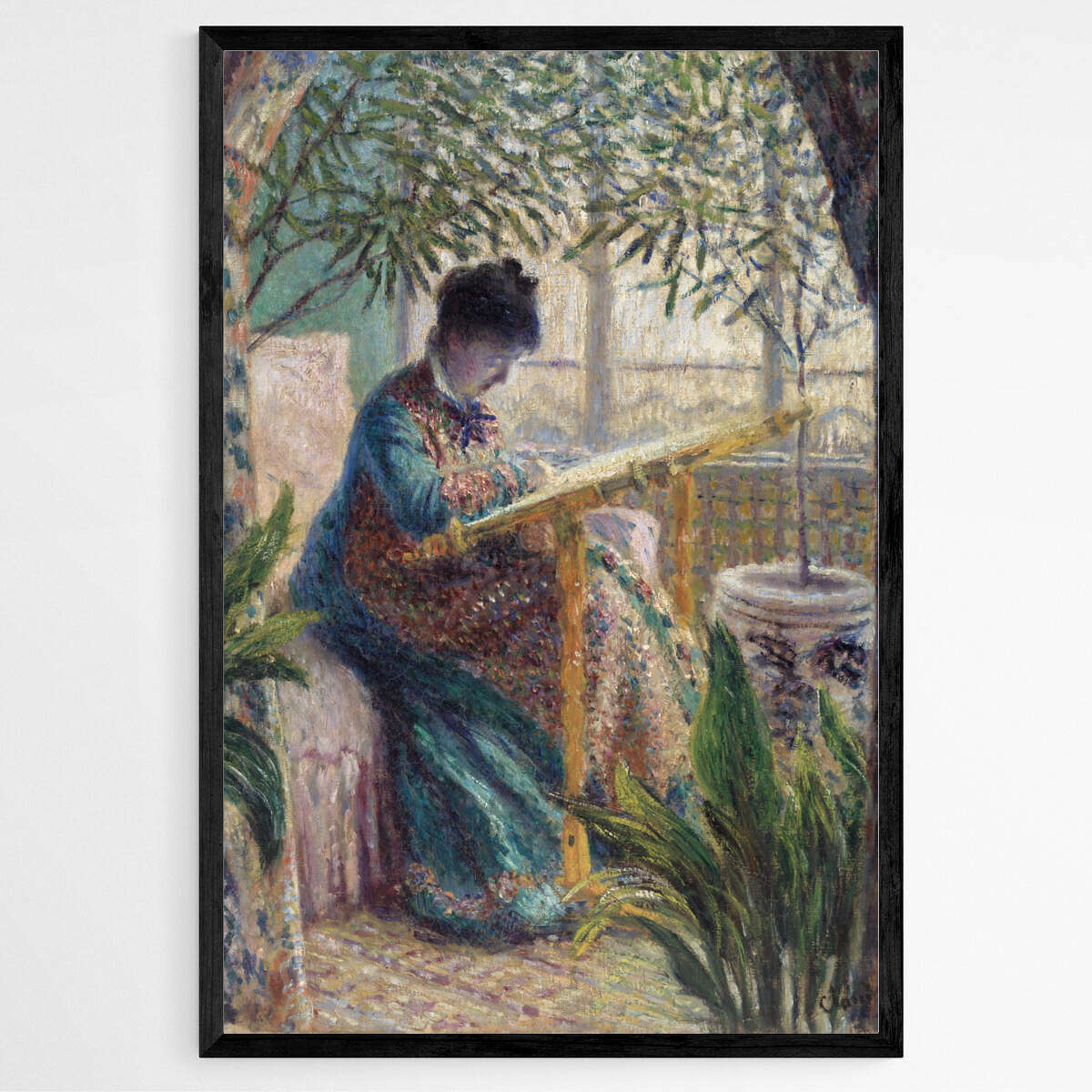 Madame Monet Embroidering by Claude Monet | Claude Monet Wall Art Prints - The Canvas Hive