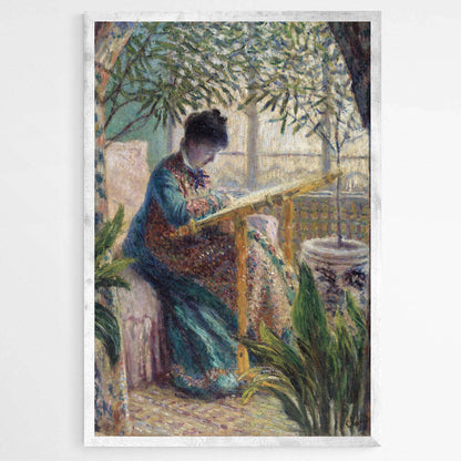 Madame Monet Embroidering by Claude Monet | Claude Monet Wall Art Prints - The Canvas Hive