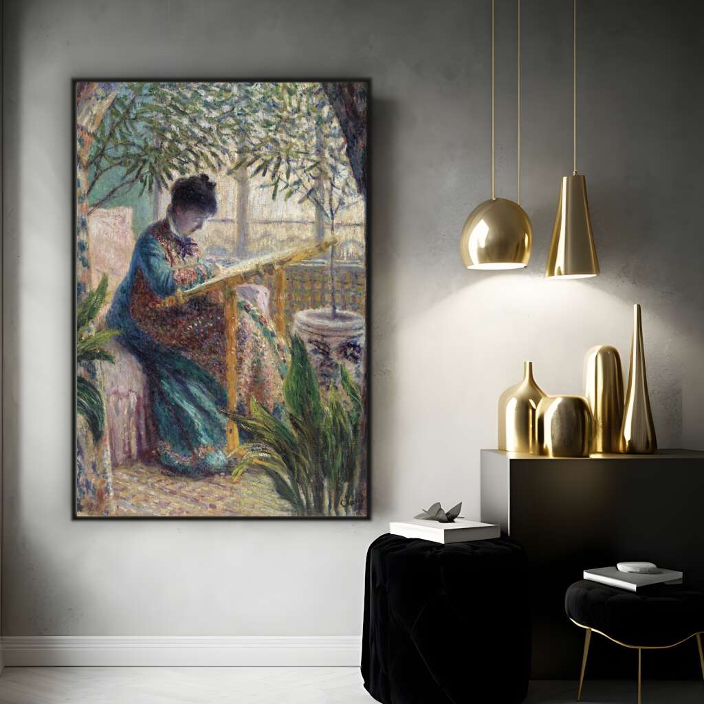 Madame Monet Embroidering by Claude Monet | Claude Monet Wall Art Prints - The Canvas Hive