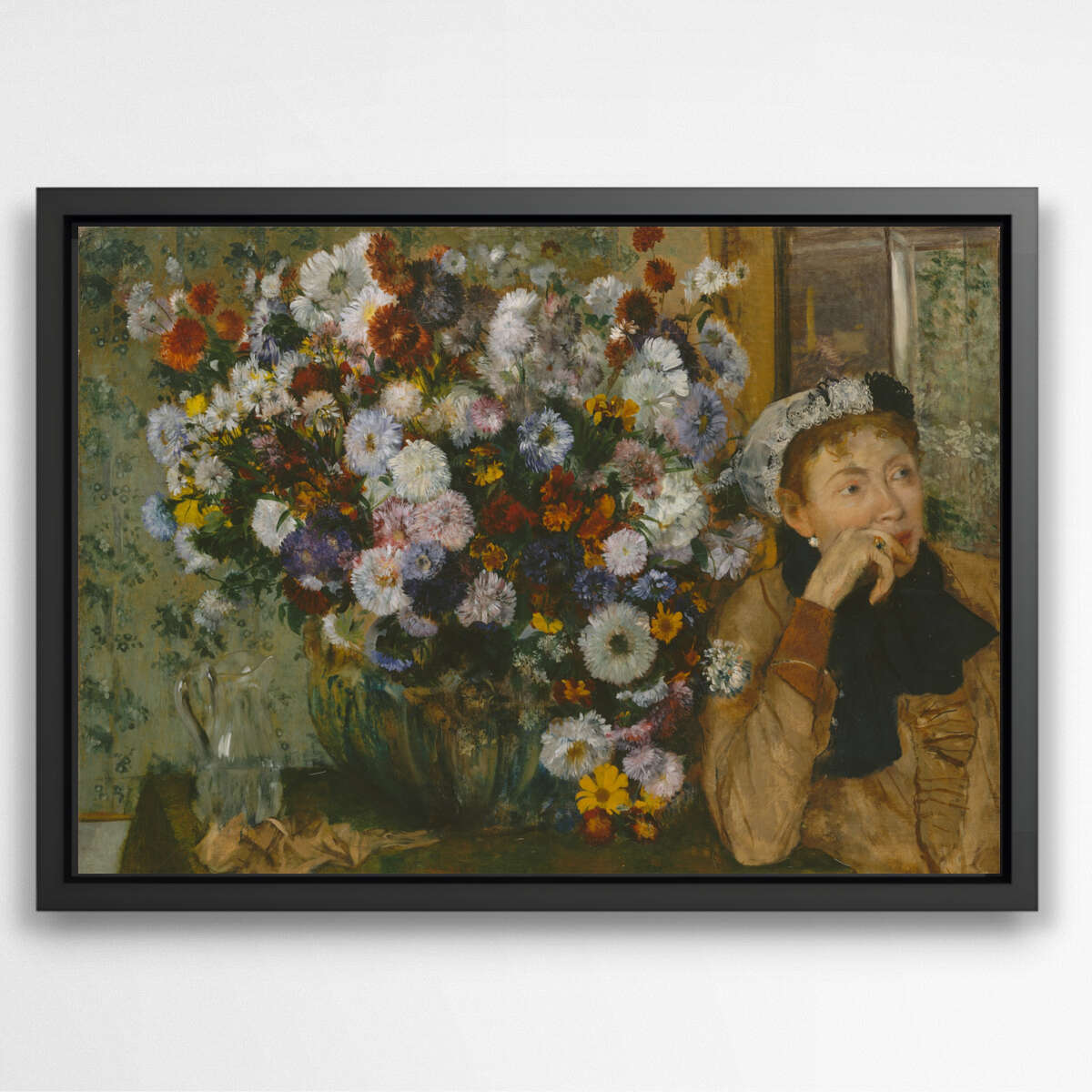 Madame Paul ValpinÃ§on by Vase of Flowers by Edgar Degas | Edgar Degas Wall Art Prints - The Canvas Hive