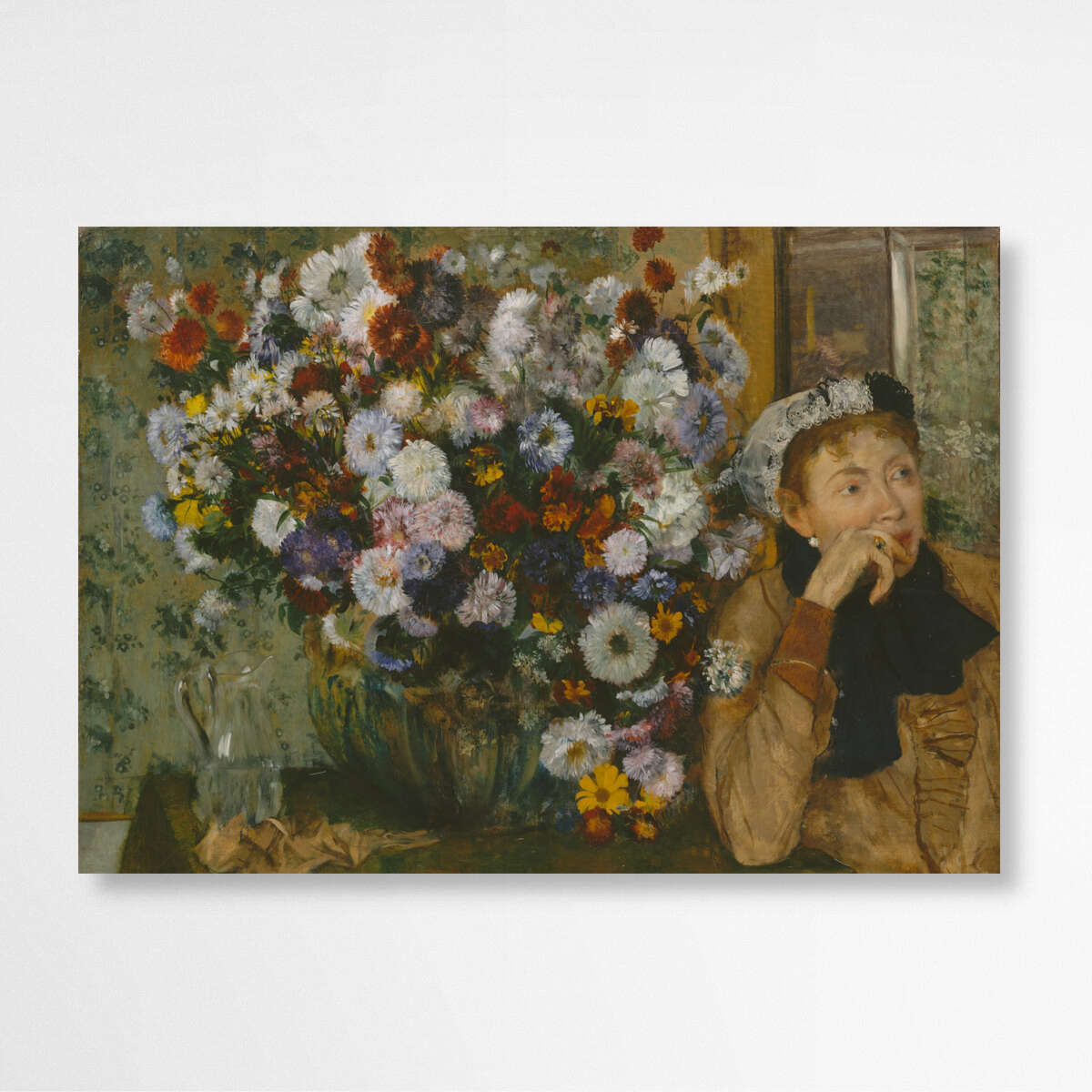 Madame Paul ValpinÃ§on by Vase of Flowers by Edgar Degas | Edgar Degas Wall Art Prints - The Canvas Hive