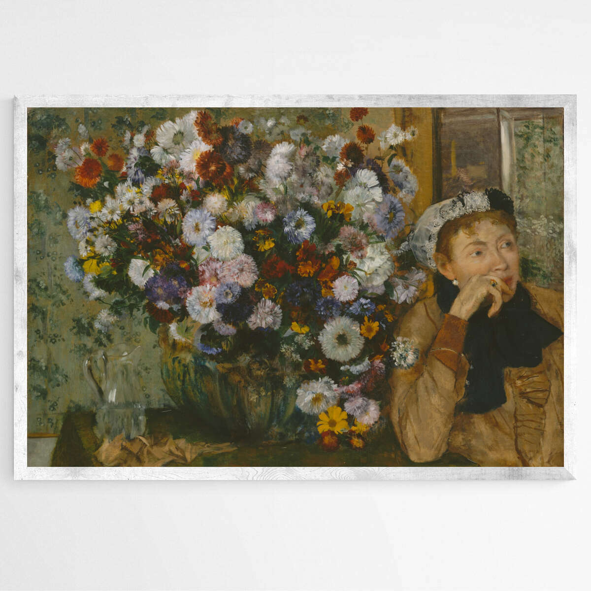 Madame Paul ValpinÃ§on by Vase of Flowers by Edgar Degas | Edgar Degas Wall Art Prints - The Canvas Hive