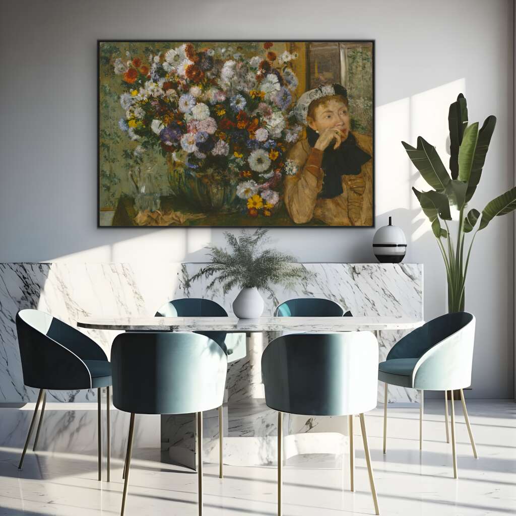 Madame Paul ValpinÃ§on by Vase of Flowers by Edgar Degas | Edgar Degas Wall Art Prints - The Canvas Hive