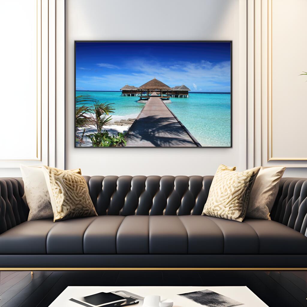 Maldives Island Beach House | Beachside Wall Art Prints - The Canvas Hive