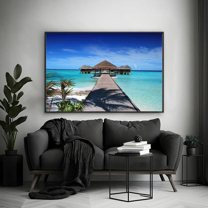 Maldives Island Beach House | Beachside Wall Art Prints - The Canvas Hive