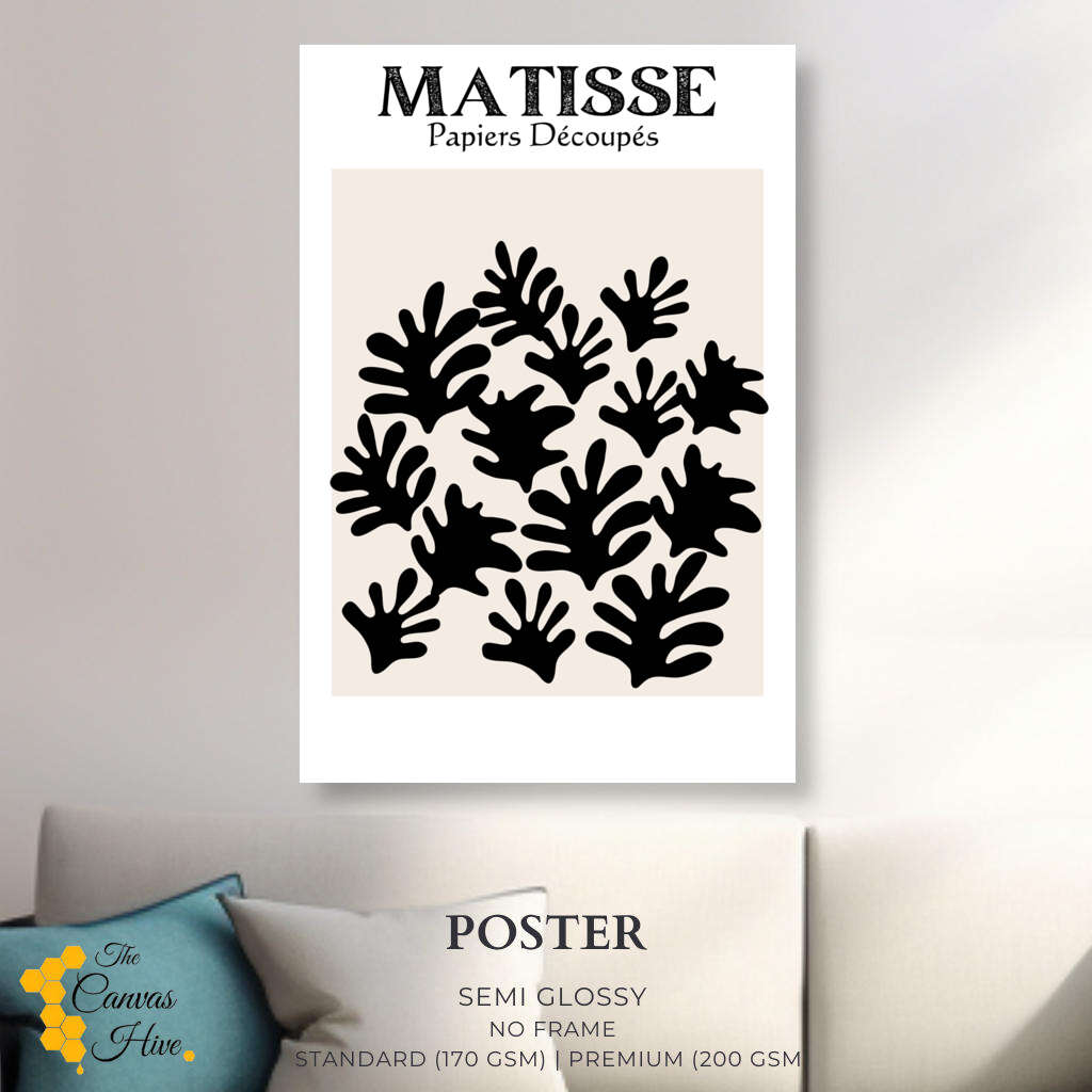 Matisse Black Abstract Leaf | Matisse Wall Art Prints - The Canvas Hive