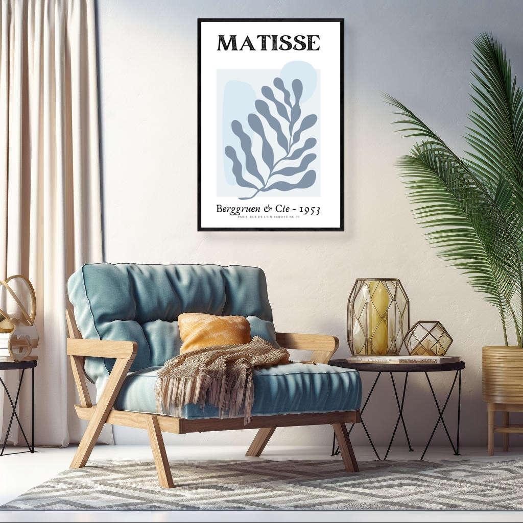 Matisse Gray Abstract Leaf  | Matisse Wall Art Prints - The Canvas Hive
