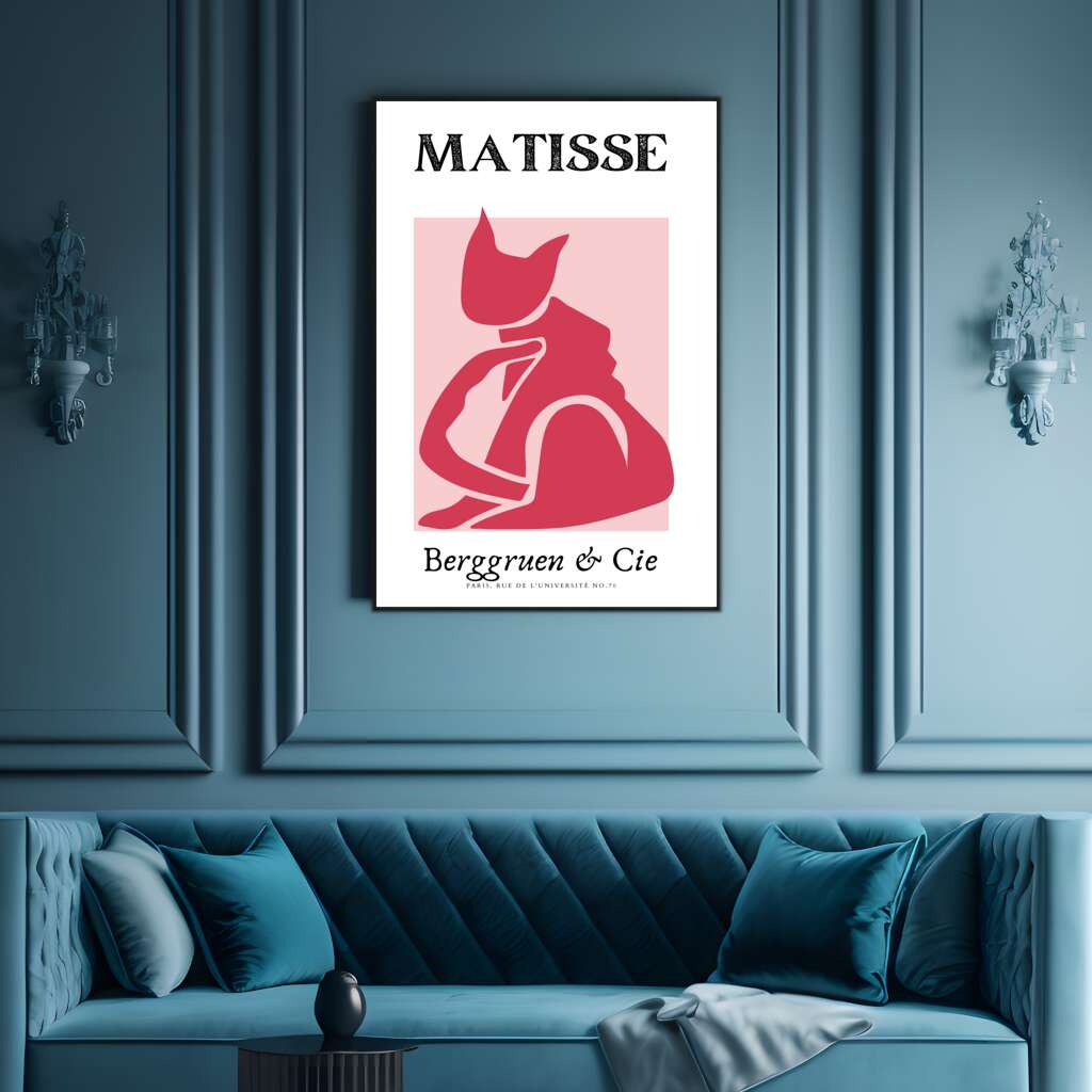 Matisse Pink Abstract Cat | Matisse Wall Art Prints - The Canvas Hive