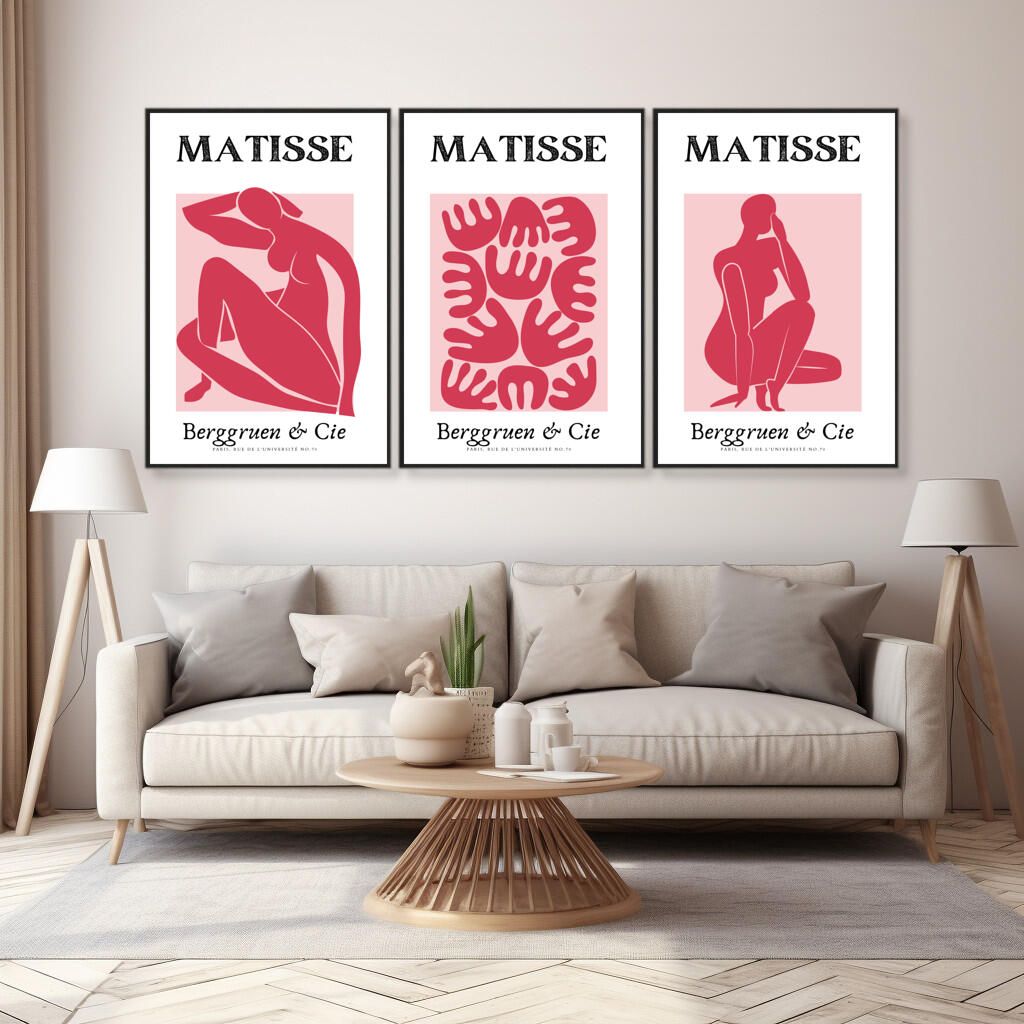 Matisse Pink Cut-outs - Set of 3  | Matisse Wall Art Prints - The Canvas Hive