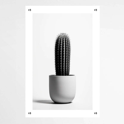 Monochromic Cactus Pot | Minimalist Wall Art Prints - The Canvas Hive