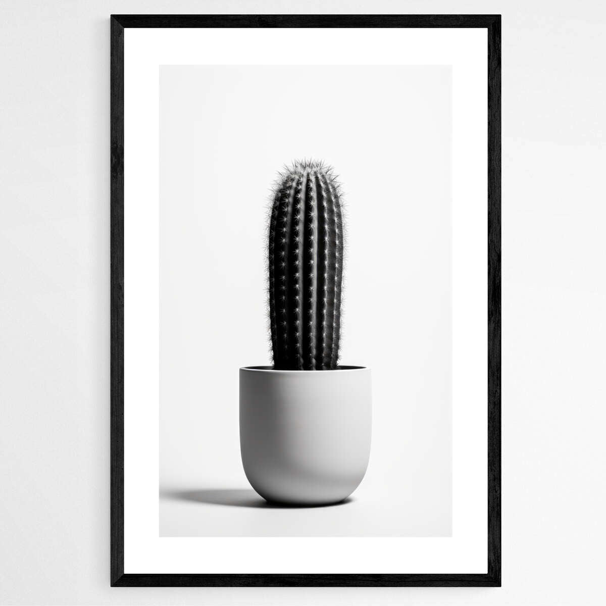 Monochromic Cactus Pot | Minimalist Wall Art Prints - The Canvas Hive